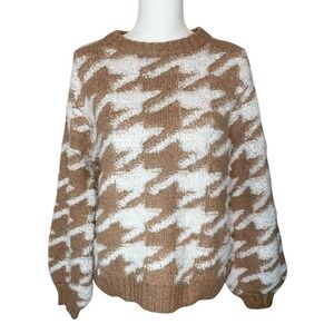 NWT Line and Dot Houndstooth‎ Crew Neck Sweater Women Size Medium